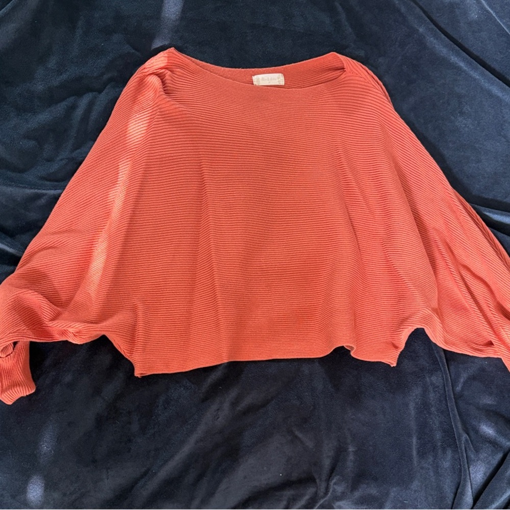 Orange Ribbed Wide-Sleeve Altar’d State Sweater